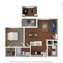 1 Bed 1 Bath 678 SqFt Patio (637 Net) 0118 floor plan